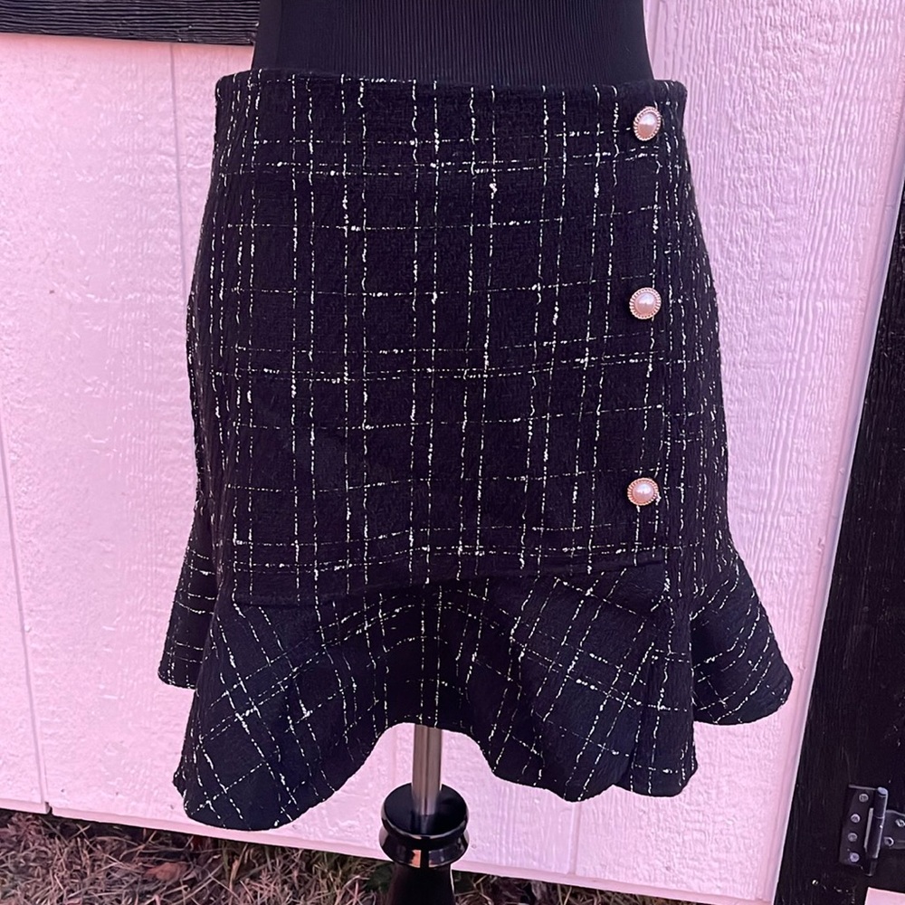 Allegra K Plaid Button Skirt, Sz M